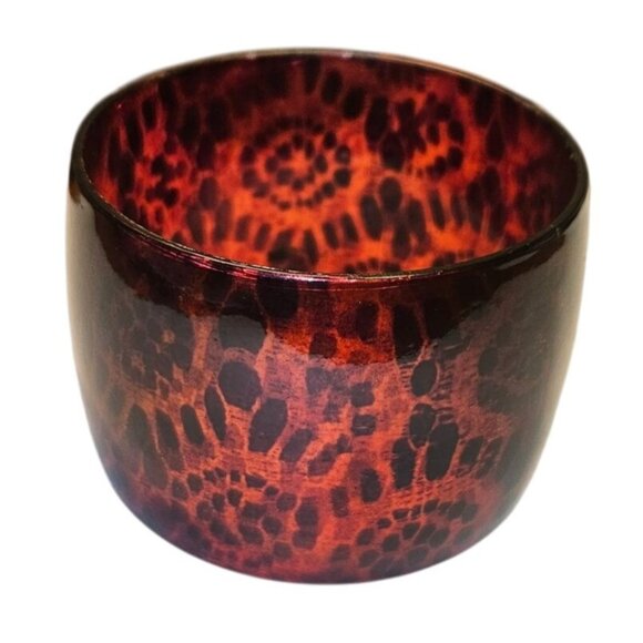 Vintage Bangle Bracelet Wide Brown & Black Geometric Abstract Leopard Print - Picture 1 of 4